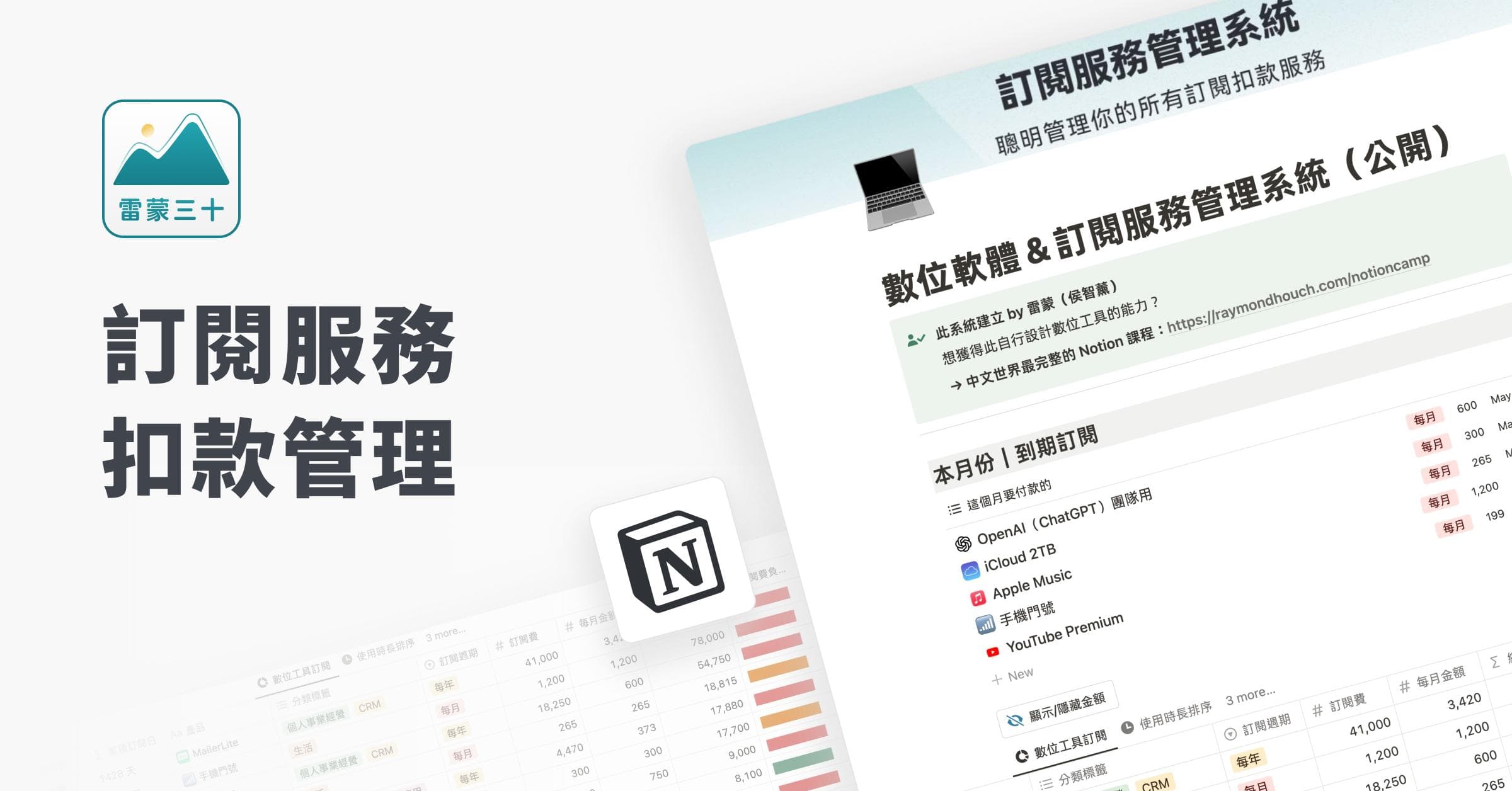 【Notion 模版】訂閱服務&數位軟體管理系統